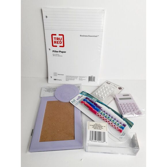 School or Home Office Supplies Bunde Lot Filler Paper, Small Cork Board,Pens,etc - Picture 1 of 16